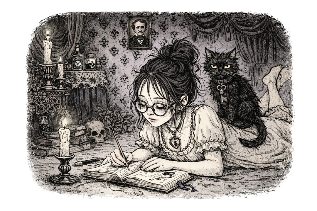 The Adventures of Thistle McGrimm, and her Cat, Curses: Write like Poe and your cat are watching...
